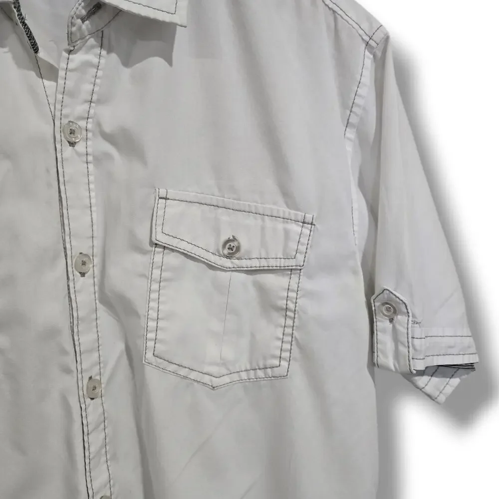 Michael Brandon Men's White Short Sleeve Button Down Shirt Size Medium